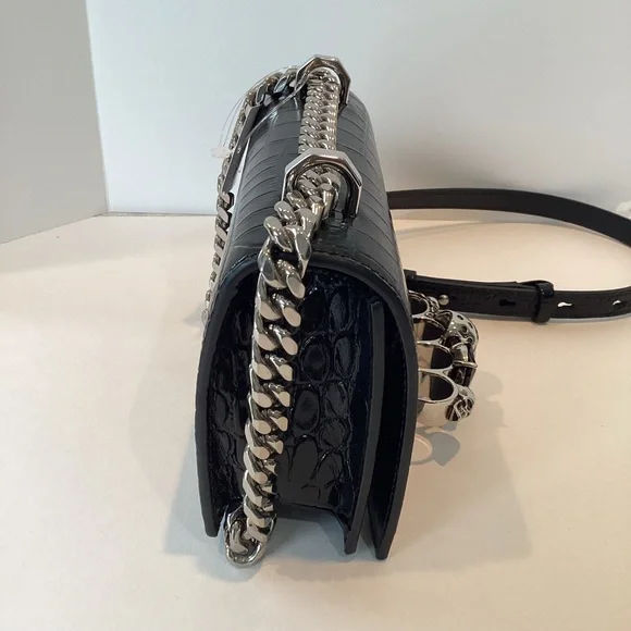 ALEXANDER MCQUEEN MINI CROC EMBOSSED JEWELLED  SATCHEL - Picture 3 of 14